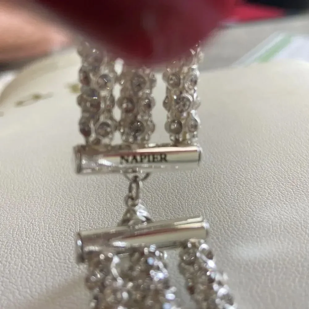Napier NWOT 3 lawyered Silver color & Rhinestone stones